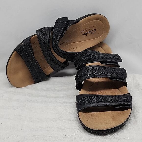 CLARKS COLLECTION LAURIEANN COVE BLACK LEATHER IMPORTED FROM MEXICO LADIES 9 GUC - Picture 15 of 16